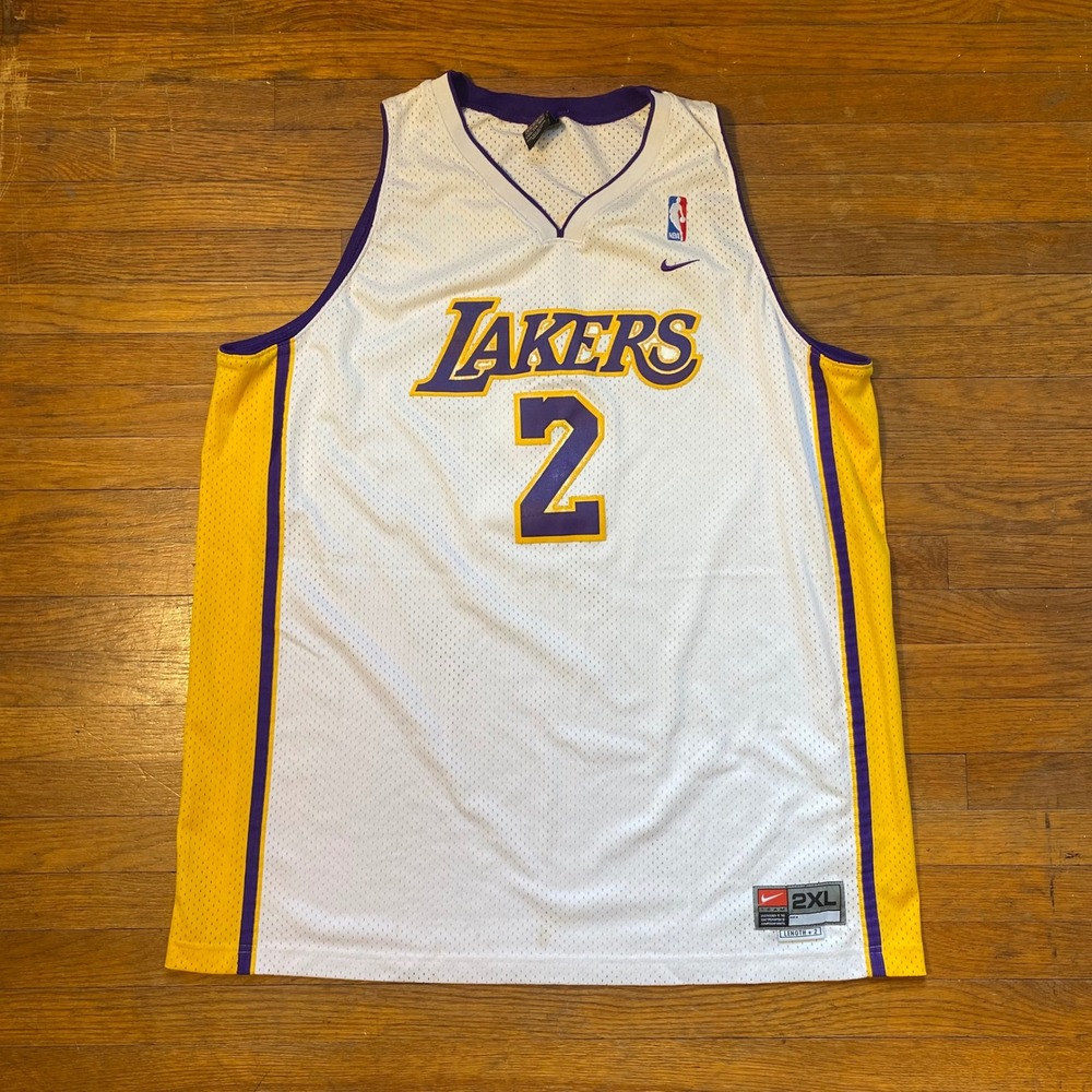 Vintage Nike Derek Fisher Los Angeles Lakers Jersey Mens 2XL White NBA